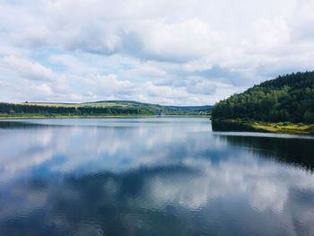 Scenic view of lake against sky