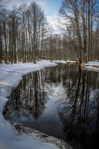 Scenic view of frozen lake against sky during winter