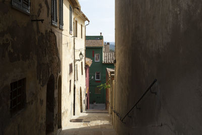 Narrow alley amidst buildings in city