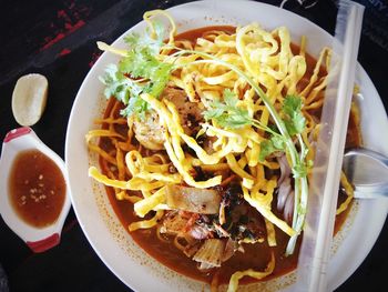 Close-up of meal served in plate