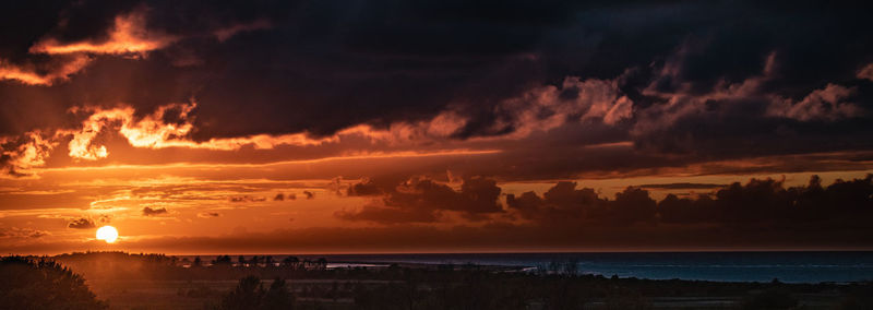 Panoramic view of sea against sky during sunset