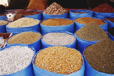 Various food for sale at market stall