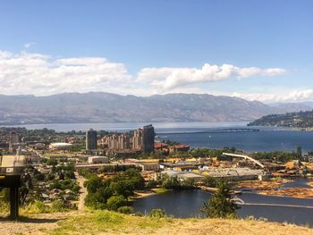 Scenic view of river and buildings against sky