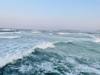 Scenic view of sea against clear sky