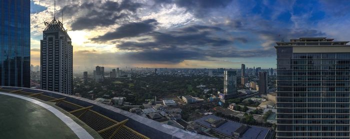 Aerial view of cityscape against sky