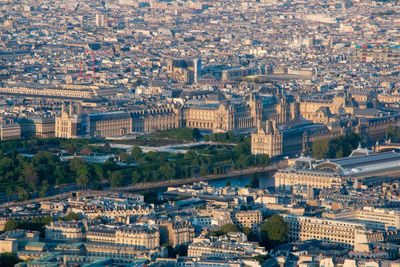 Paris high angle view of louvre