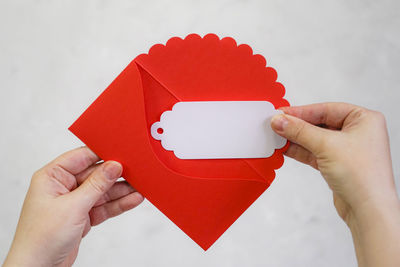 Cropped image of hand holding heart shape