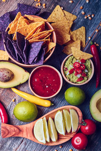 High angle view of food on table