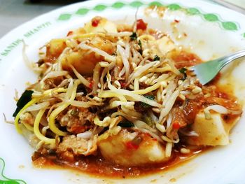 Close-up of meal served in plate