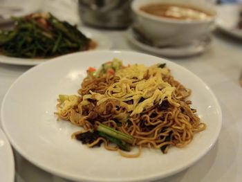 Close-up of meal served in plate