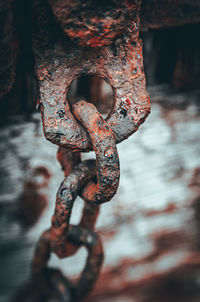 Close-up of rusty chain