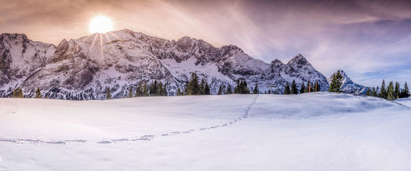 Snow covered mountain against sky