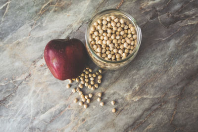 High angle view of fruits on table