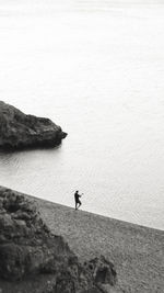 High angle view of people on beach