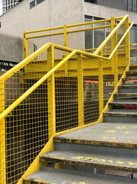 High angle view of staircase in building