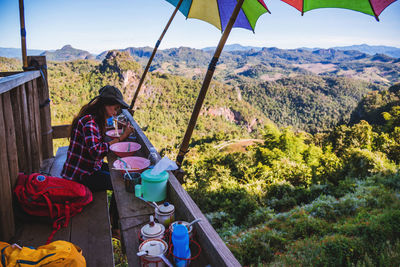 Scenic view of landscape against mountains