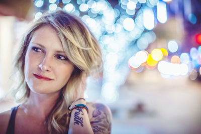 Close-up portrait of beautiful young woman