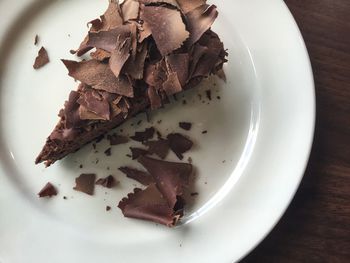 High angle view of chocolate in plate