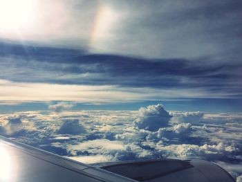 Aerial view of landscape seen through airplane window