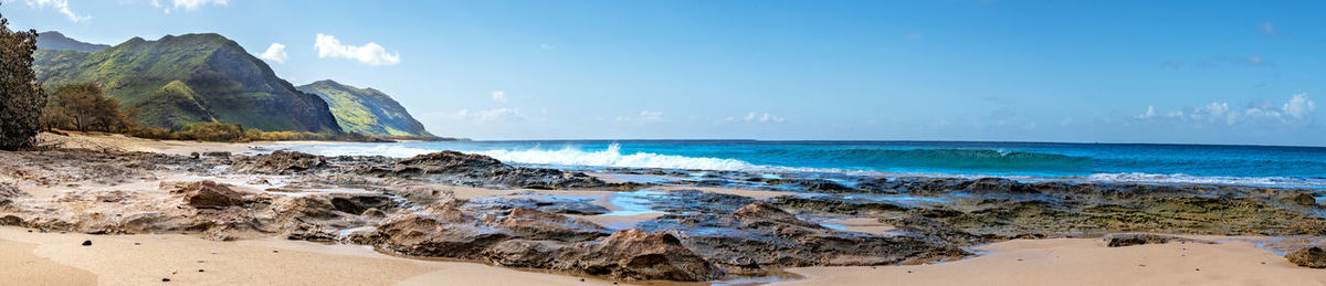 Scenic view of beach against sky