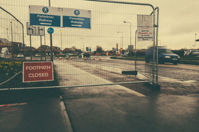 Sign board on road