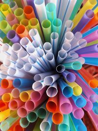 Full frame shot of multi colored drinking straw