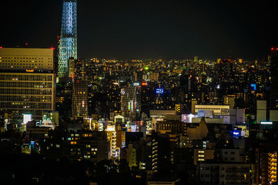 Illuminated city at night