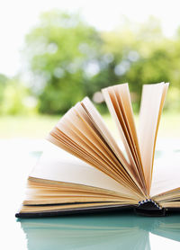 Close-up of books on table