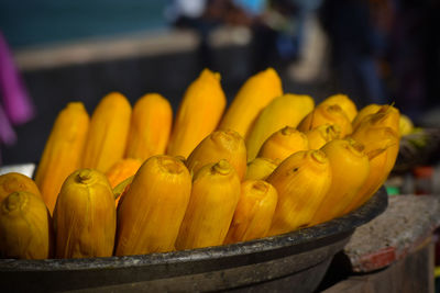 Close-up of yellow for sale at market stall