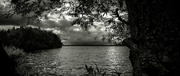 Scenic view of sea against cloudy sky