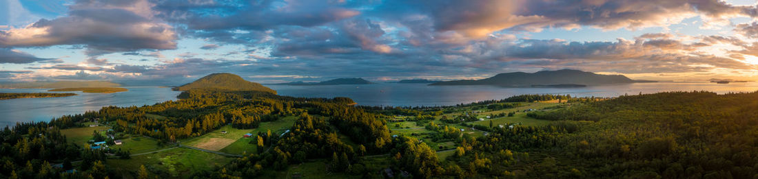 Panoramic view of mountains against sky during sunset