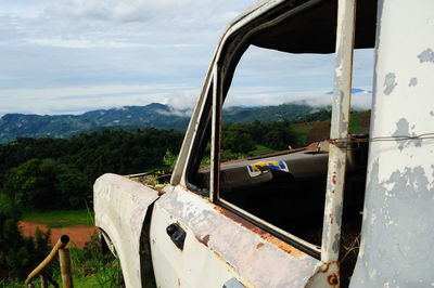 View of abandoned car window