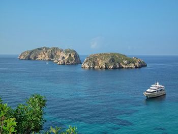 Scenic view of sea against blue sky