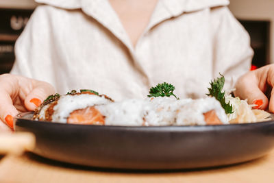 Close-up of food in plate on table