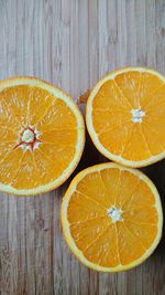 Close-up of orange slices on table