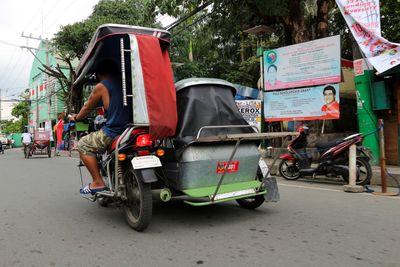 Motorcycle on road in city