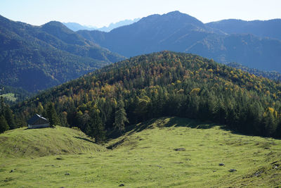 Scenic view of mountains against sky