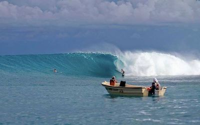 Boat sailing in sea