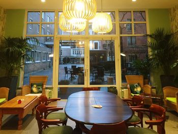 Empty chairs in restaurant