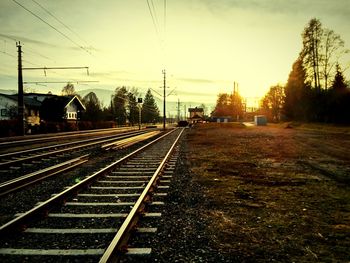 Railroad track at sunset