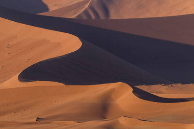 High angle view of sand dune at desert