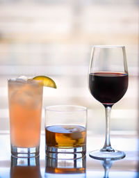 Close-up of beer in glass on table