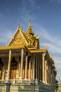 Low angle view of temple building against sky