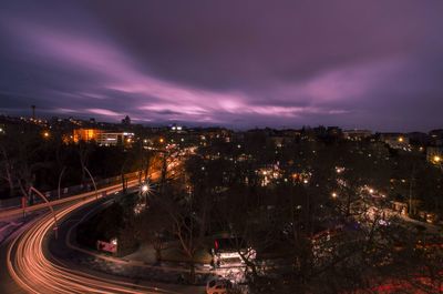 City lit up at night