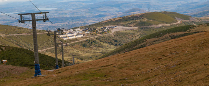 Panoramic shot of columns on mountains