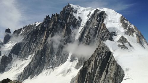Panoramic view of snowcapped mountains against sky