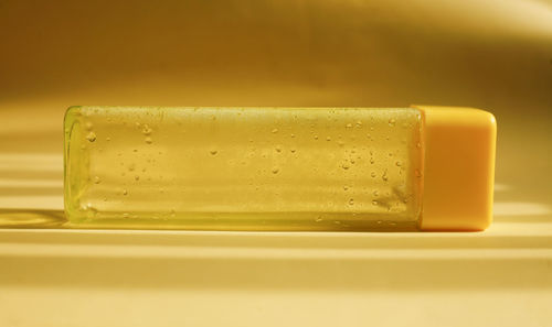 Close-up of dentures on table