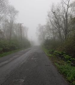 Empty road amidst trees against sky