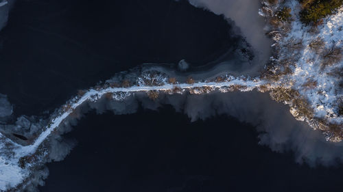 Aerial view of lake at vrads sande moor, jutland, denmark