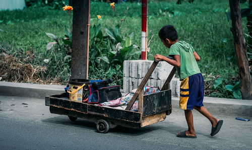 Boy playing in playground